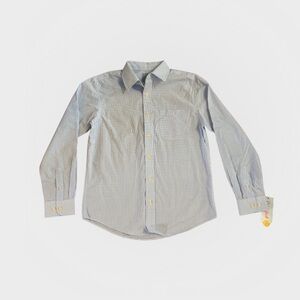 NWT Boys Button Down Shirt Blue Check L 10/12